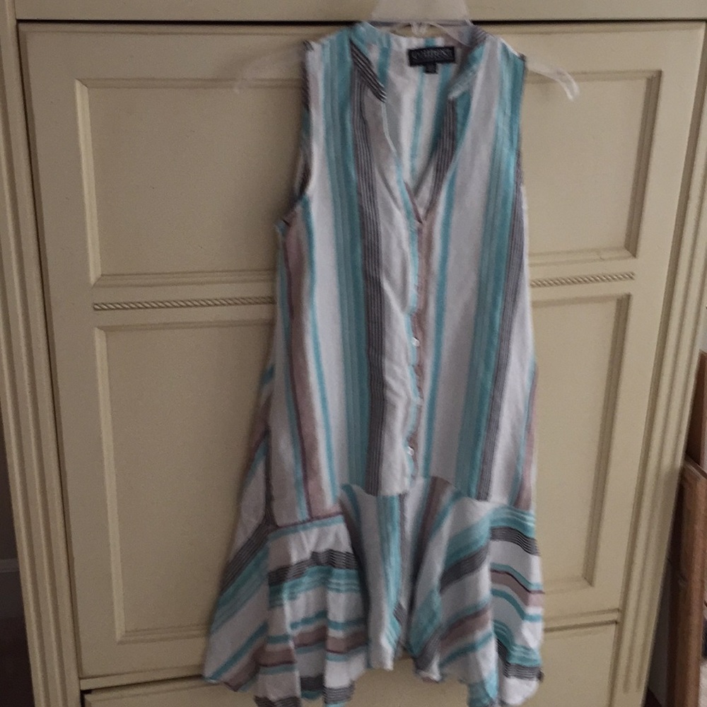 Context linen striped dress